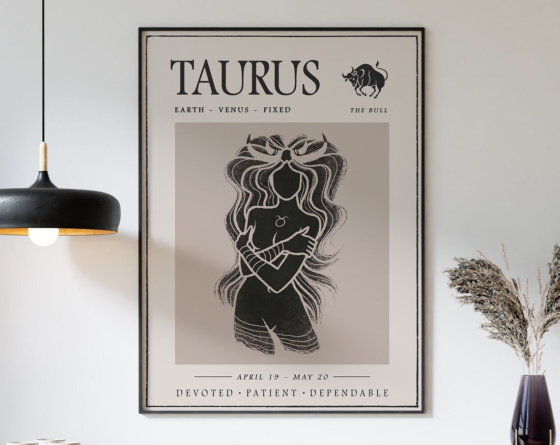 Taurus Star Sign Boho Art Print, Birthday Gift - Image 3
