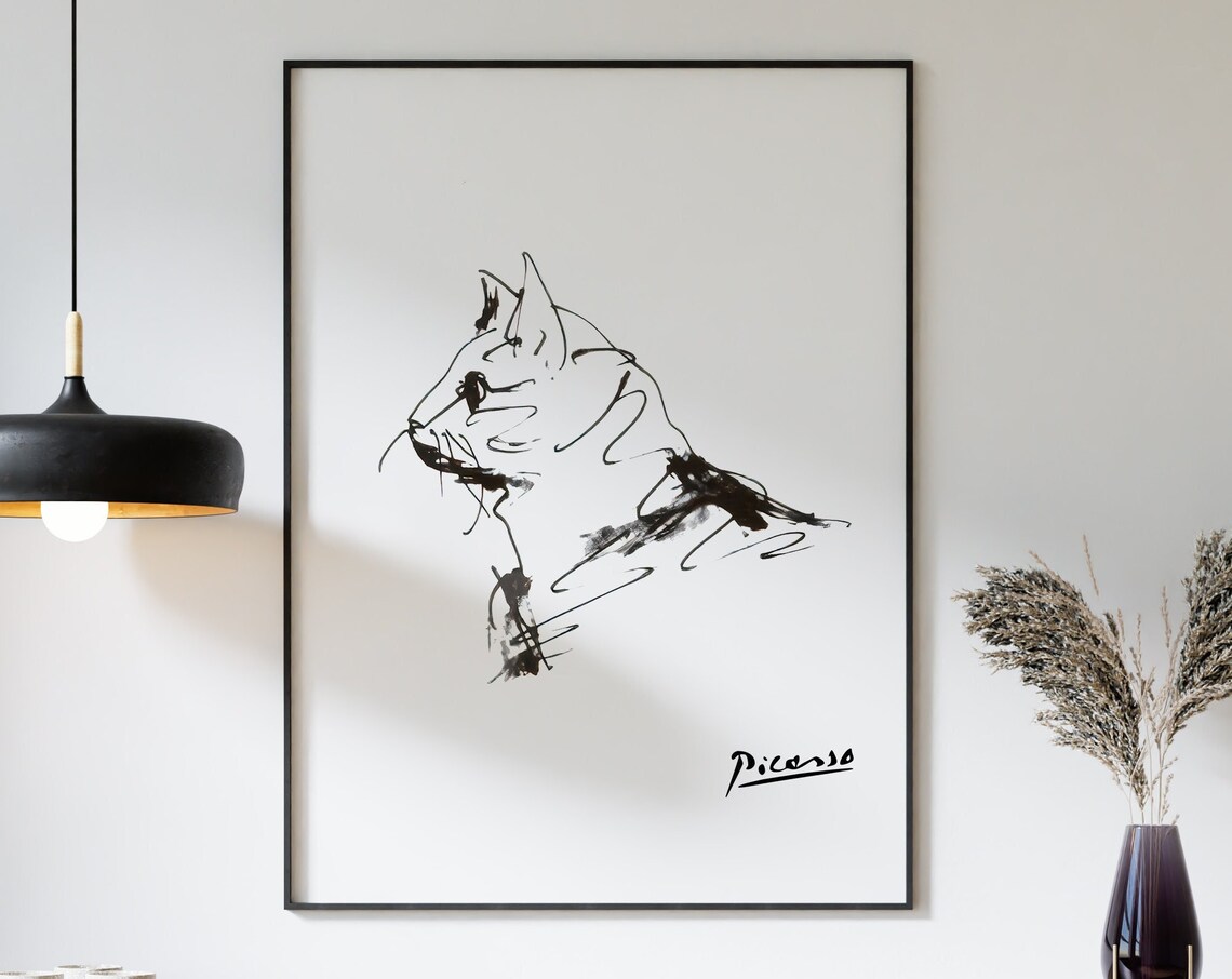 Picasso The Cat Minimalist Line Art Print - Image 3
