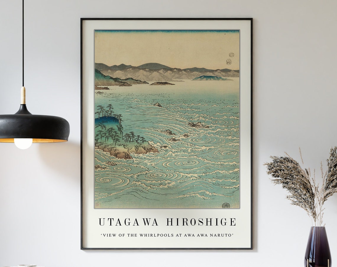 Utagawa Hiroshige Whirlpools At Awa Naruto Japanese Ukiyoe Poster - Image 3