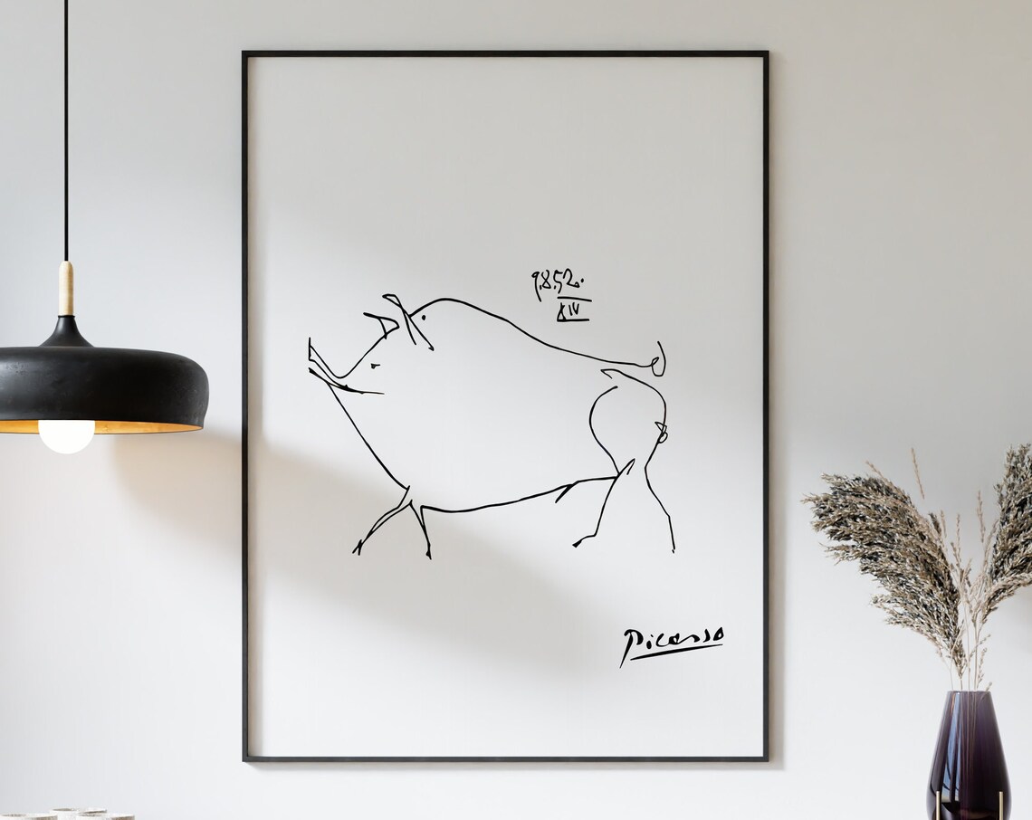 Picasso Pig Line Art Poster, Minimalist Animal Print - Image 3