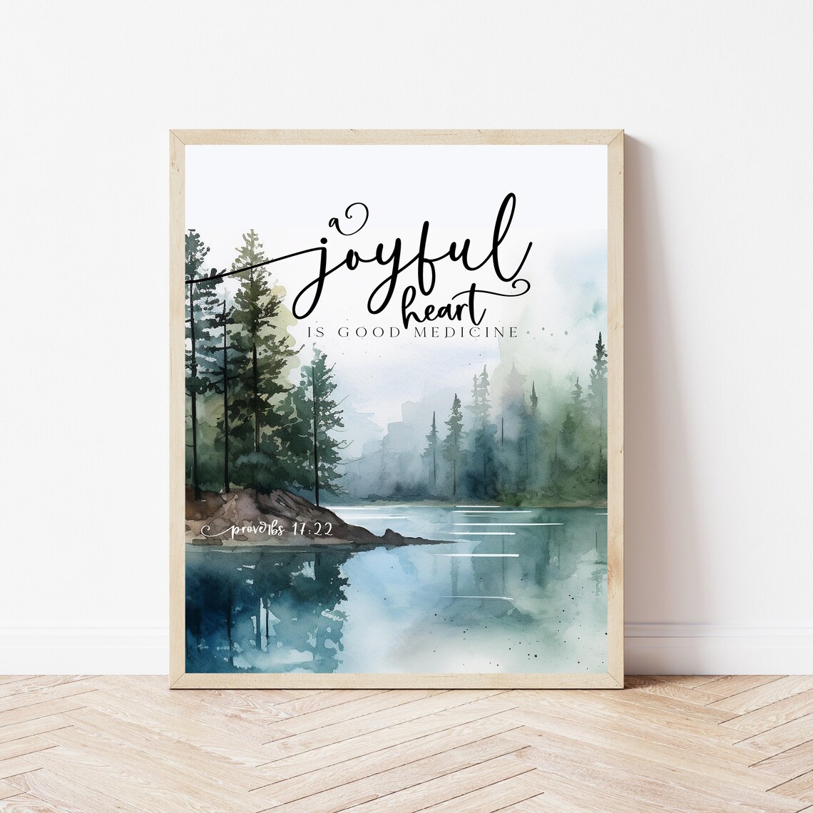 Proverbs 17:22 Joyful Heart Scripture Watercolor Art