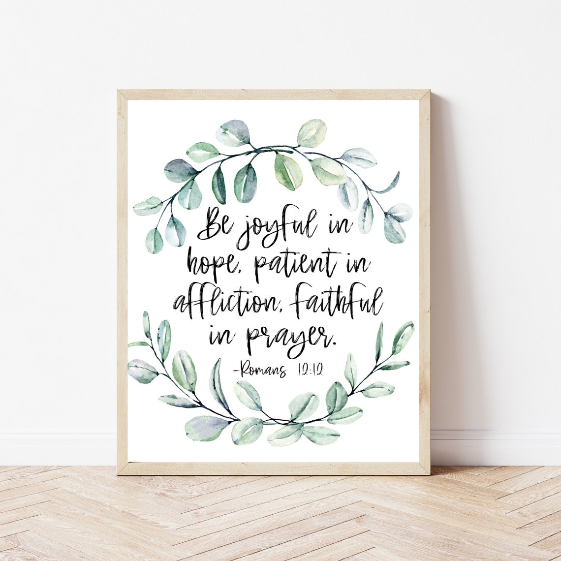 Be Joyful in Hope Romans 1212 Bible Verse Eucalyptus Art Print