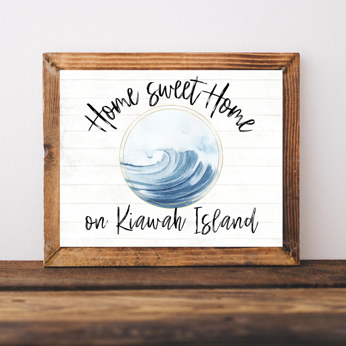 Home Sweet Home on Kiawah Island Watercolor Wave Coastal Print