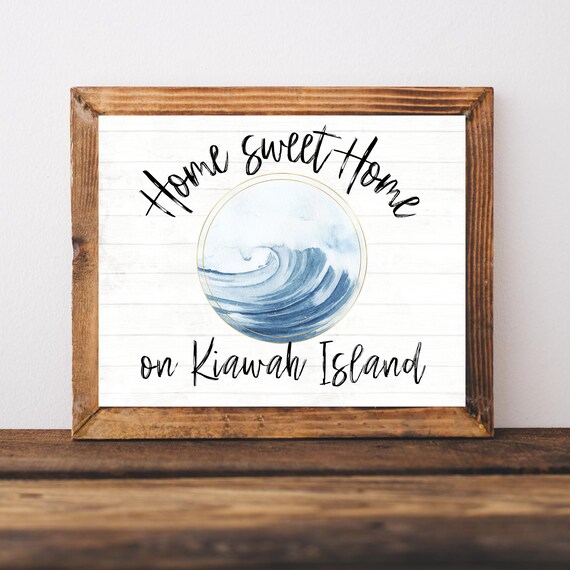 Home Sweet Home on Kiawah Island Watercolor Wave Coastal Print