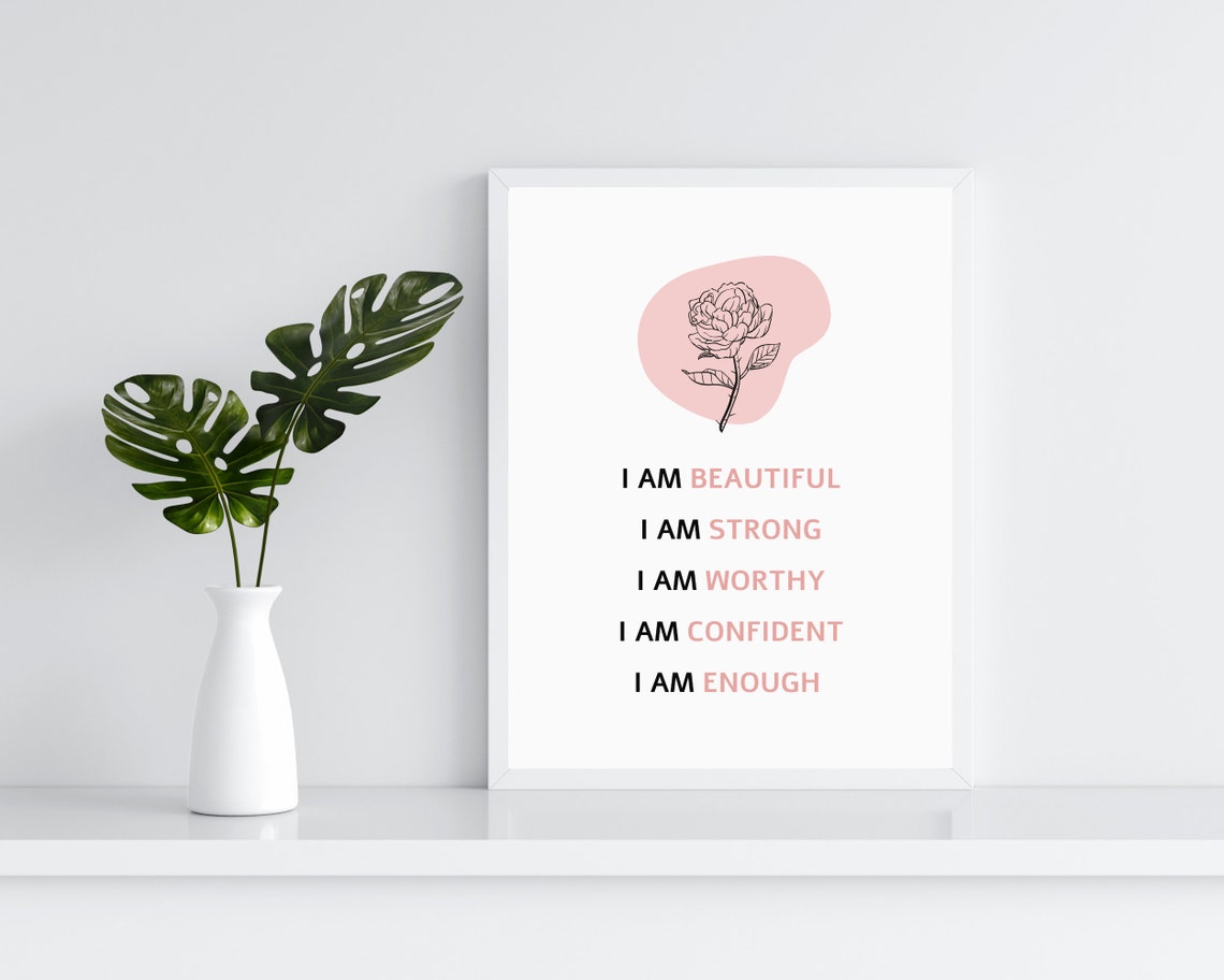 I Am Beautiful Strong Worthy Confident Enough Affirmations Poster - Image 3