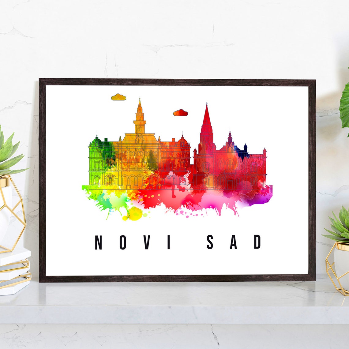 Novi Sad Serbia Poster Skyline Poster Cityscape Poster Serbia Landmark City Illustration Poster Home Wall Art Office Wall Art
