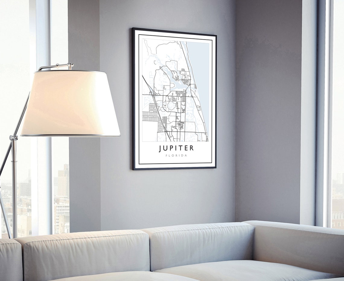 Jupiter Florida City Street Map Minimalist Black White Road Map Print - Image 4