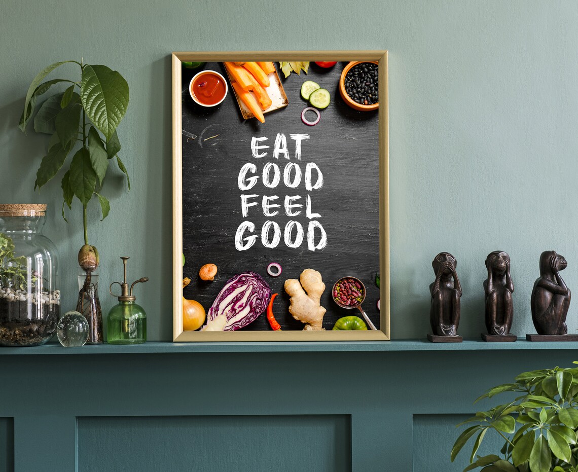 Eat Good Feel Good Chalkboard Kitchen Quote Motivational Wall Poster - Image 4