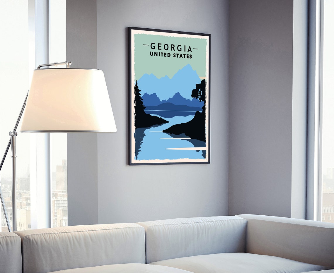 Georgia Blue Mountain Lake Pines Retro Vintage Travel Poster - Image 4