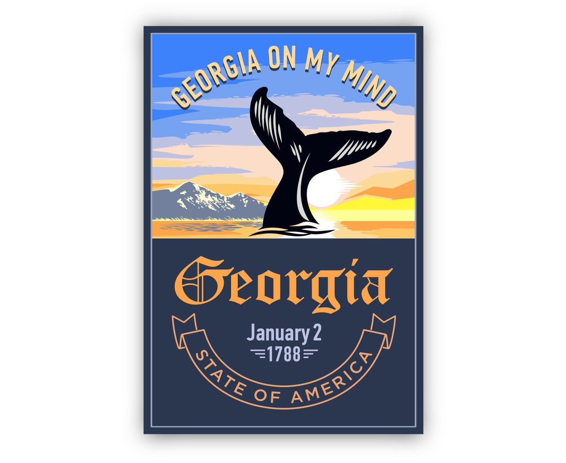 Georgia State Whale Tail Sunset Georgia On My Mind Travel Poster - Image 2