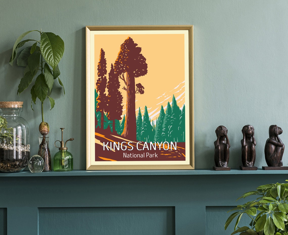 Kings Canyon National Park Giant Sequoia Sunset Travel Poster - Image 3