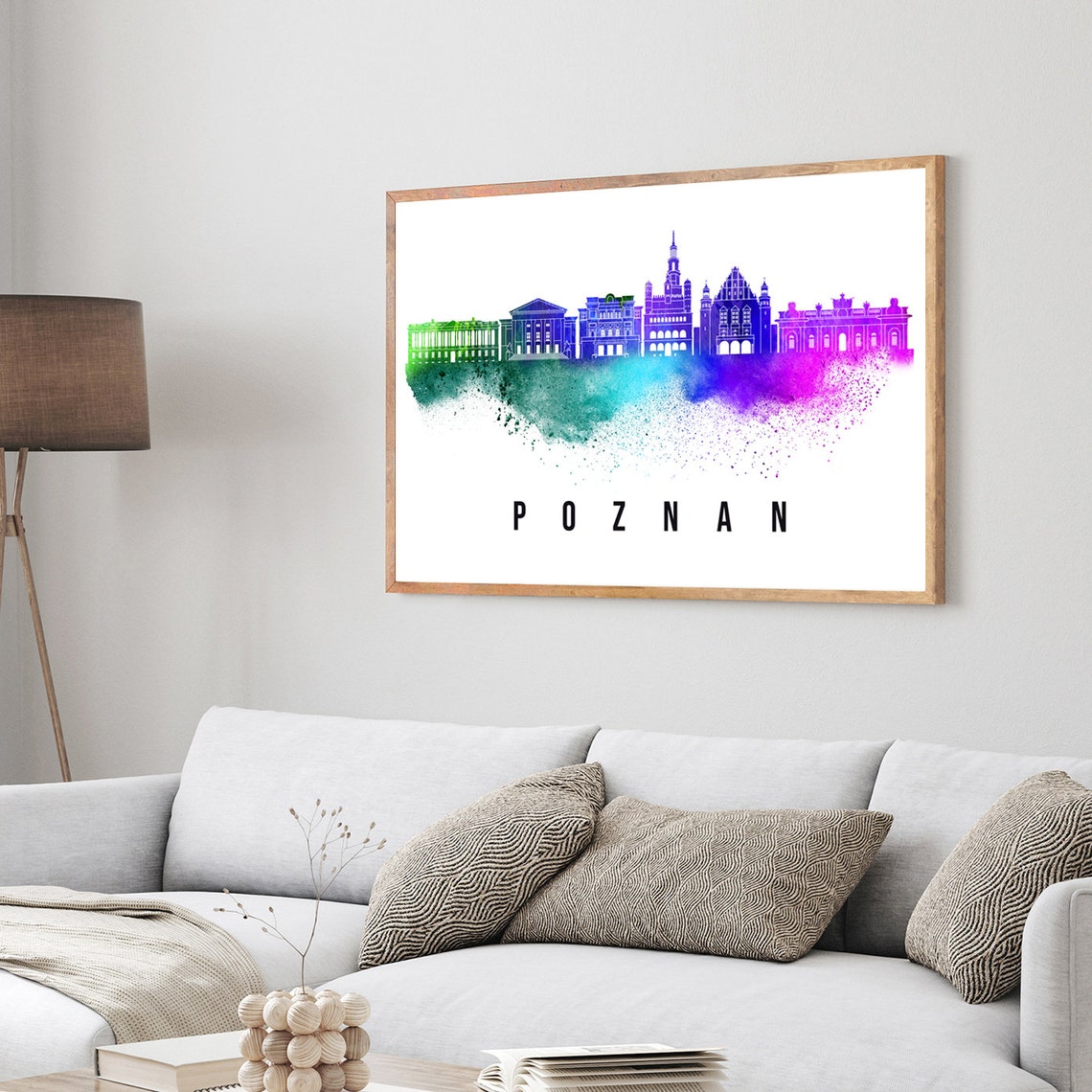 Poznan Poland Renaissance Town Hall Watercolor Skyline Poster - Image 3