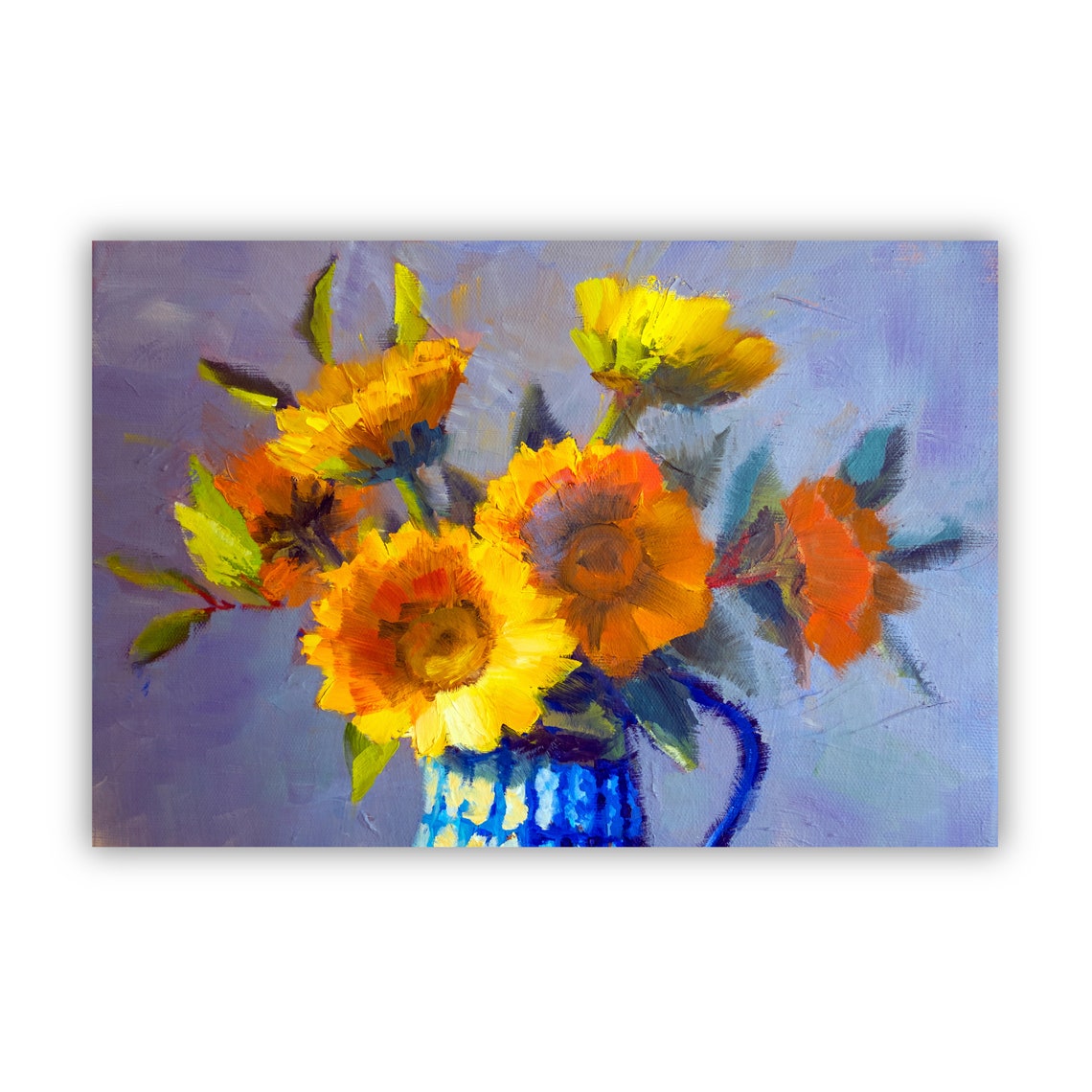 Flowers Oil Painting Flowers Still Life Poster Prints Flower Painting Prints Floral Texture Oil Painting Home Office Wall Art Decoration - Image 2