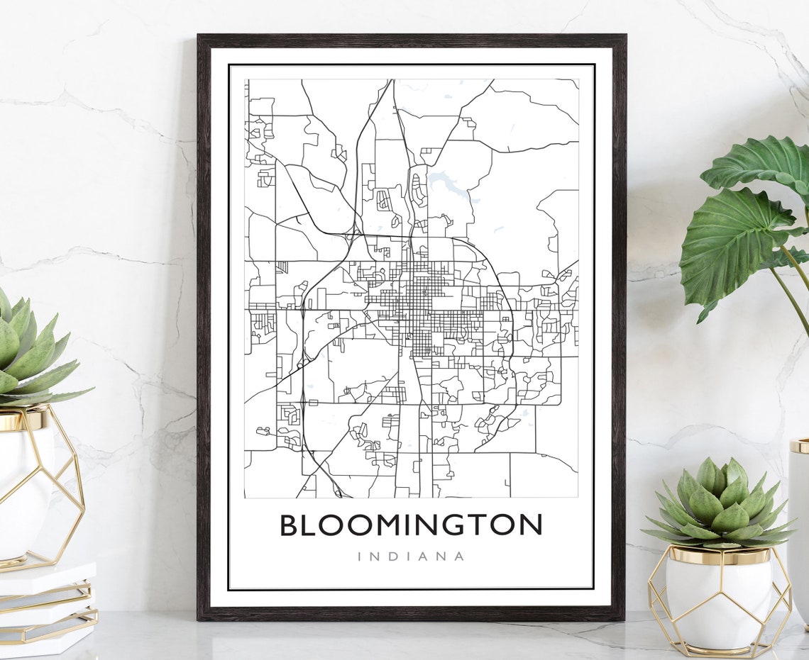 Bloomington Indiana Street Map Minimalist Black White City Map Poster