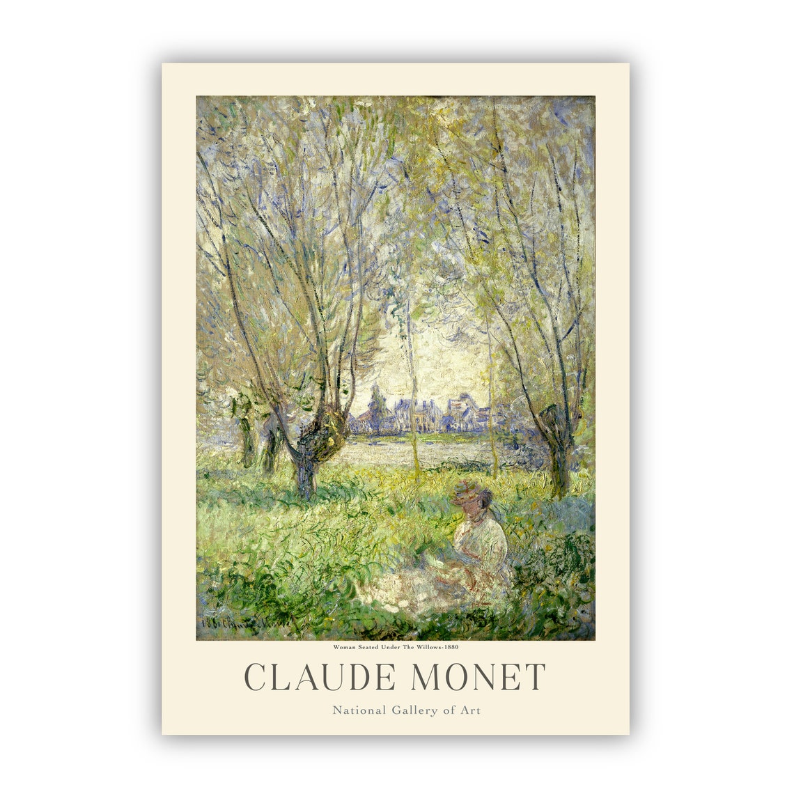 Claude Monet Woman Seated Under Willows Sunlit Garden Art Poster - Image 3