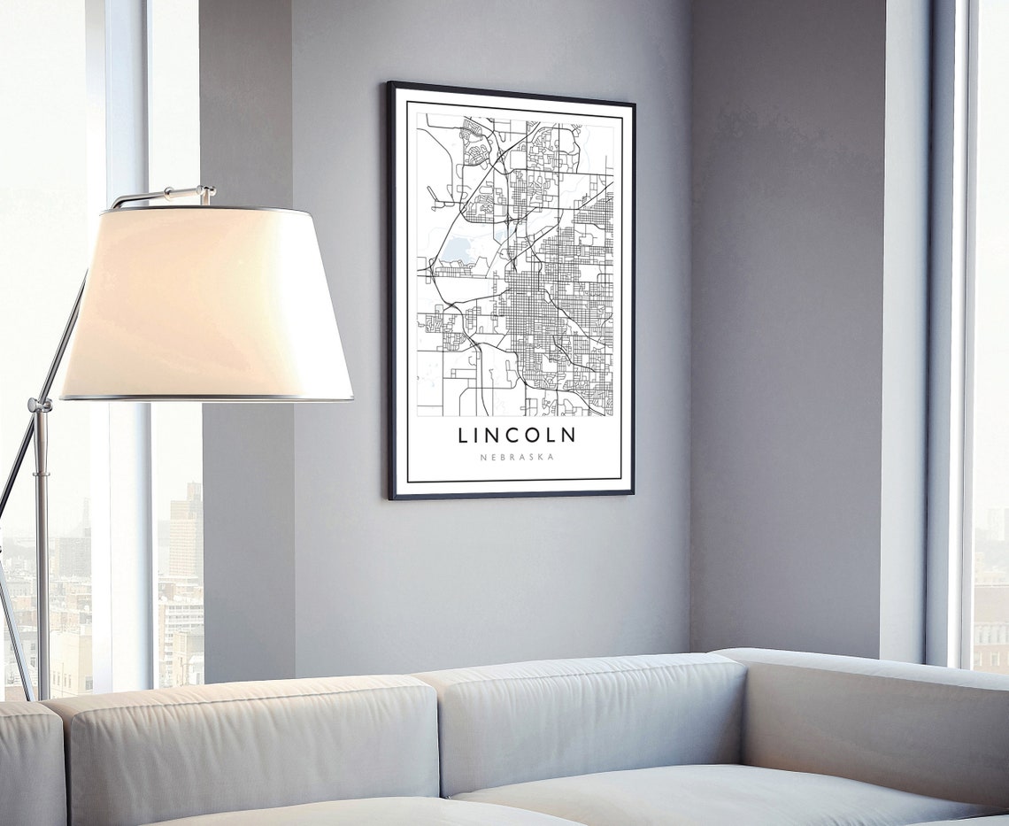 Lincoln Nebraska Minimalist City Street Map Line Art Wall Poster - Image 3