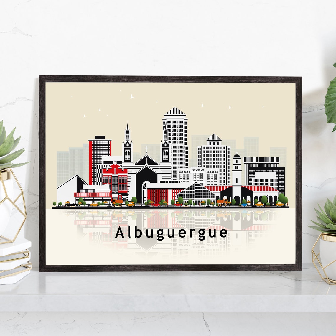 Albuguergue New Mexico Skyline Vector Illustration City Poster