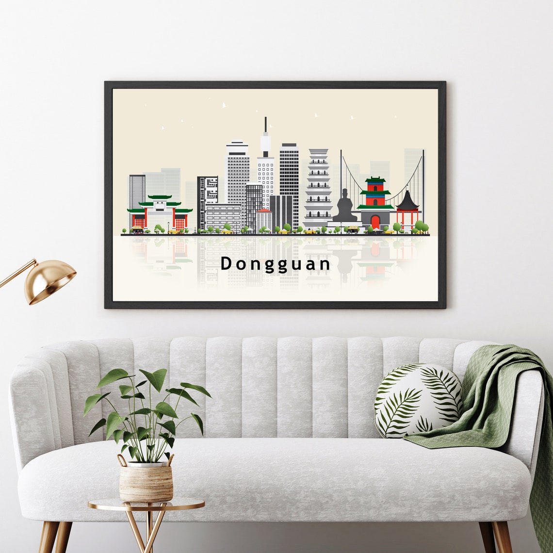 Dongguan China Modern Skyline Illustration Landmarks Travel Poster - Image 3