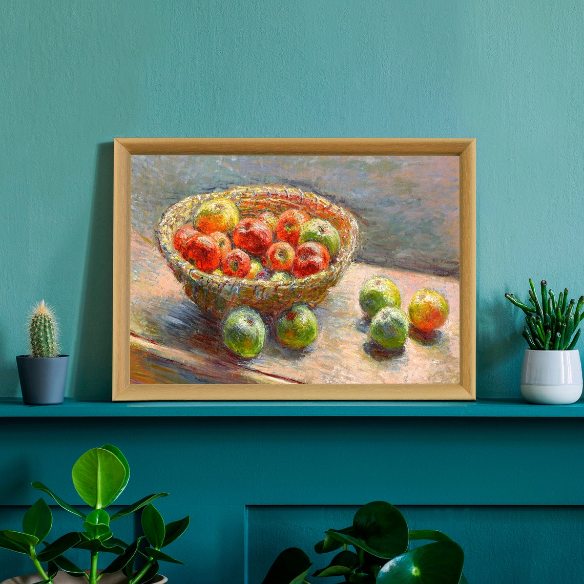 Claude Monet Basket Of Apples Red Green Fruit Still Life Art Poster - Image 4