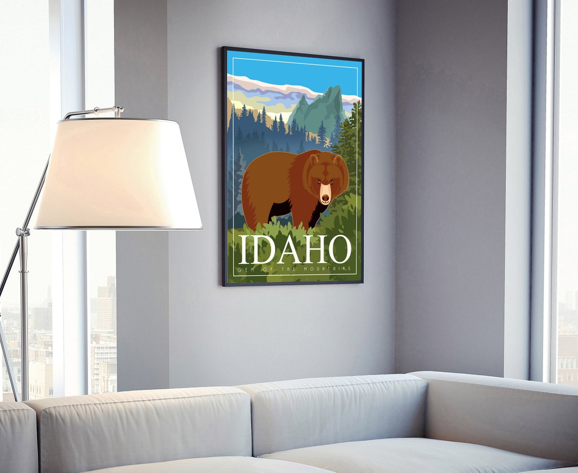 Idaho Brown Bear Forest Mountain Vintage Retro Travel Poster - Image 4