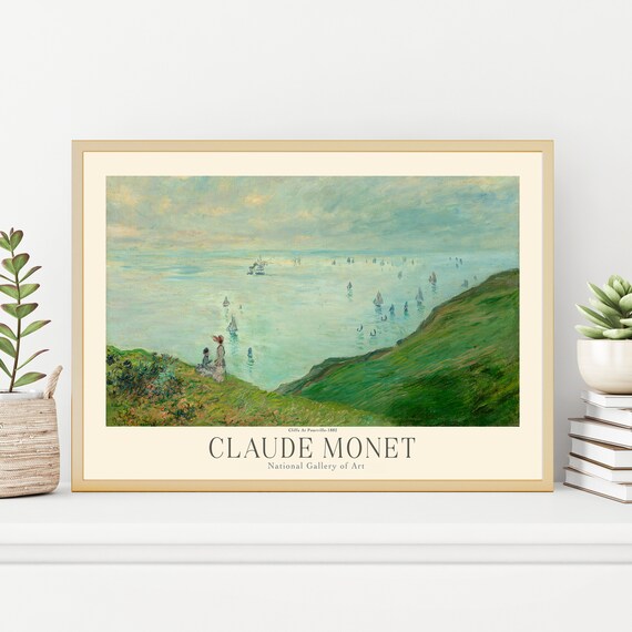 Claude Monet Cliffs At Pourville 1882 Sailboat Coast Art Poster