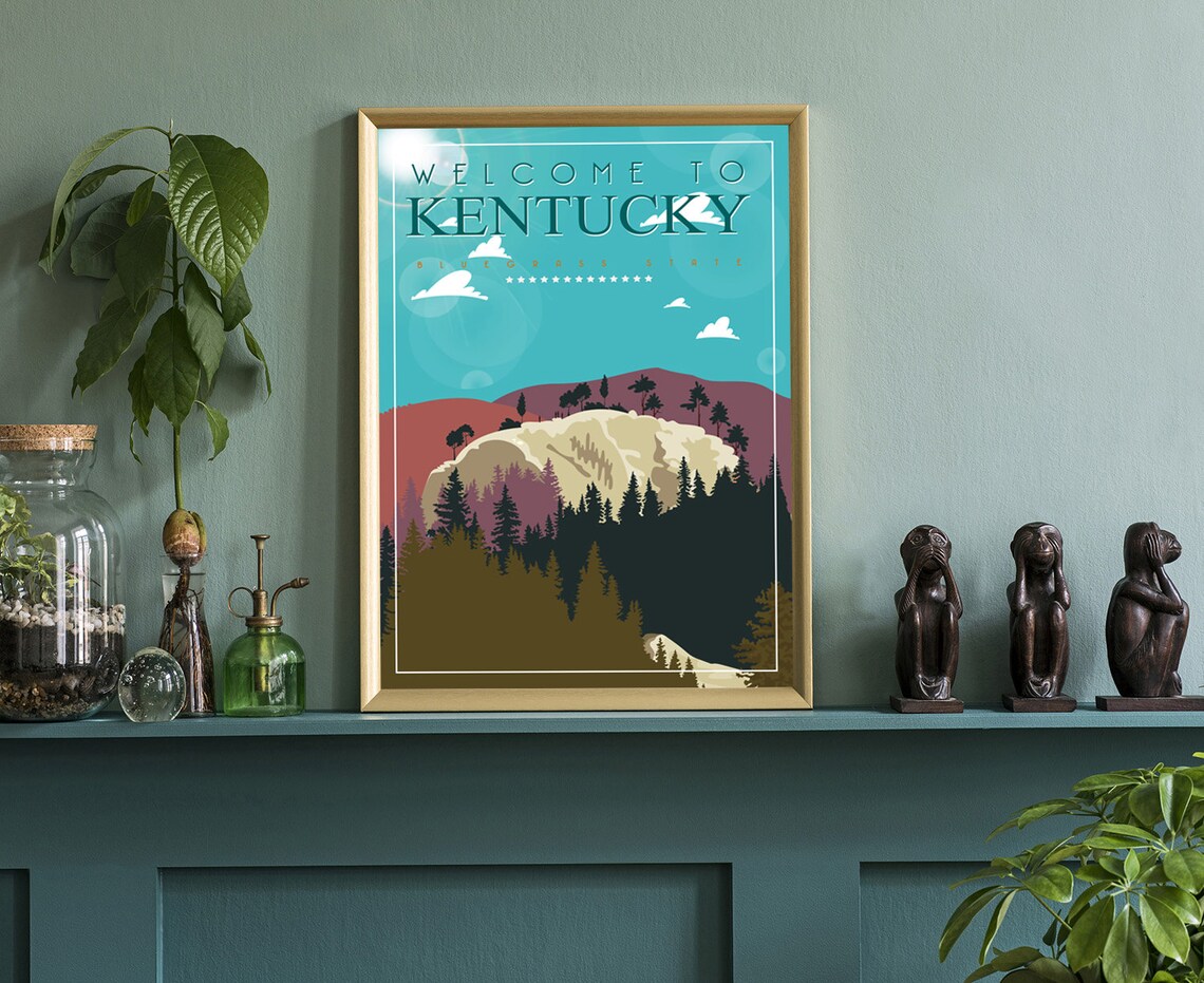 Kentucky Bluegrass State Welcome to Rocky Hills Forest Travel Poster - Image 3