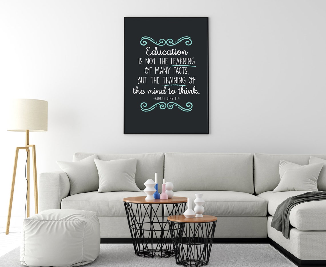 Albert Einstein Education Quote Chalkboard Style Classroom Poster - Image 4