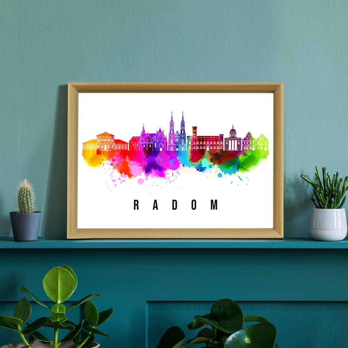 Radom Poland Historic Cathedral Twin Spires Watercolor Poster - Image 2