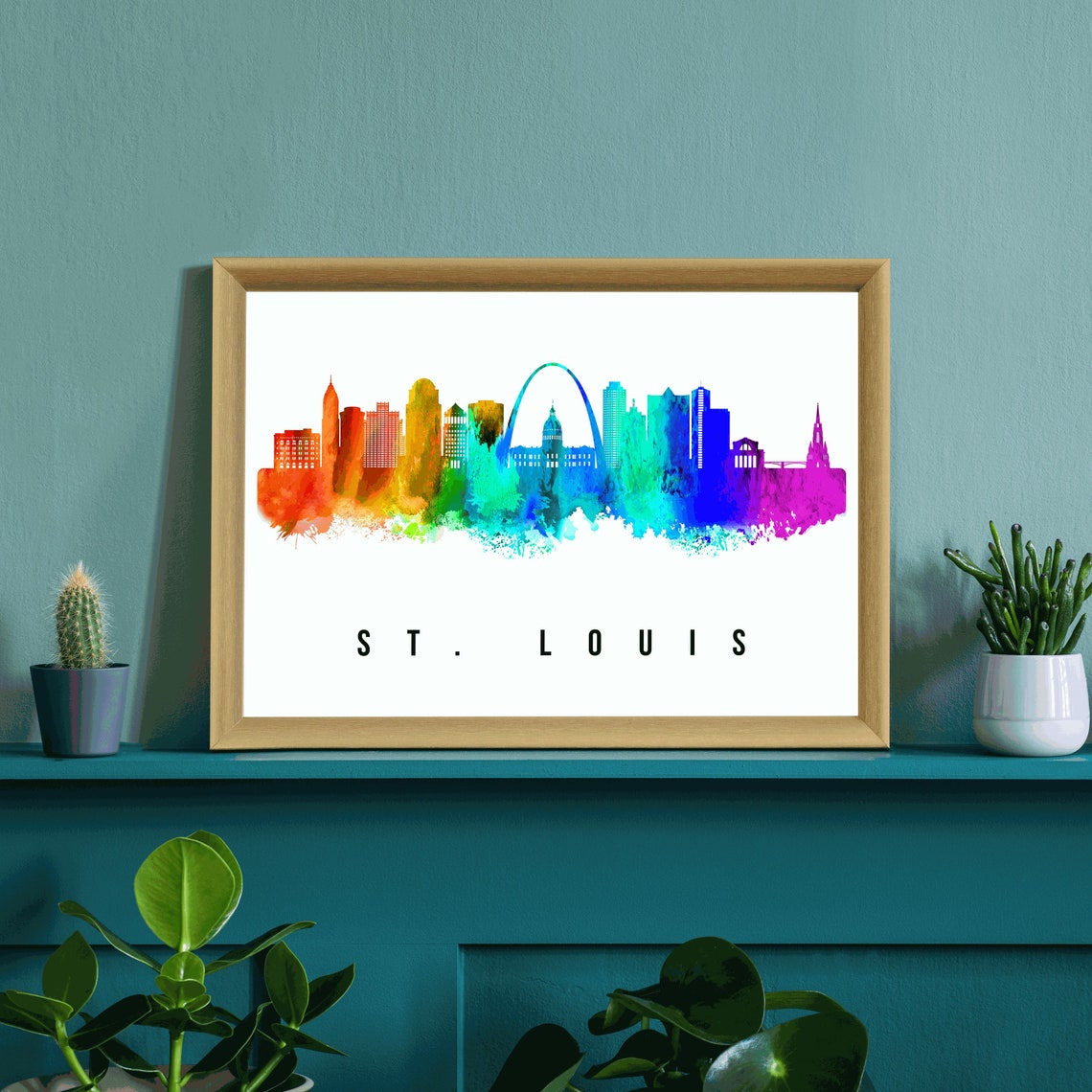 Stlouis Missouri Skyline Poster Stlouis Cityscape Painting Stlouis Missouri Landmark And Cityscape Print Home And Office Wall Art - Image 2