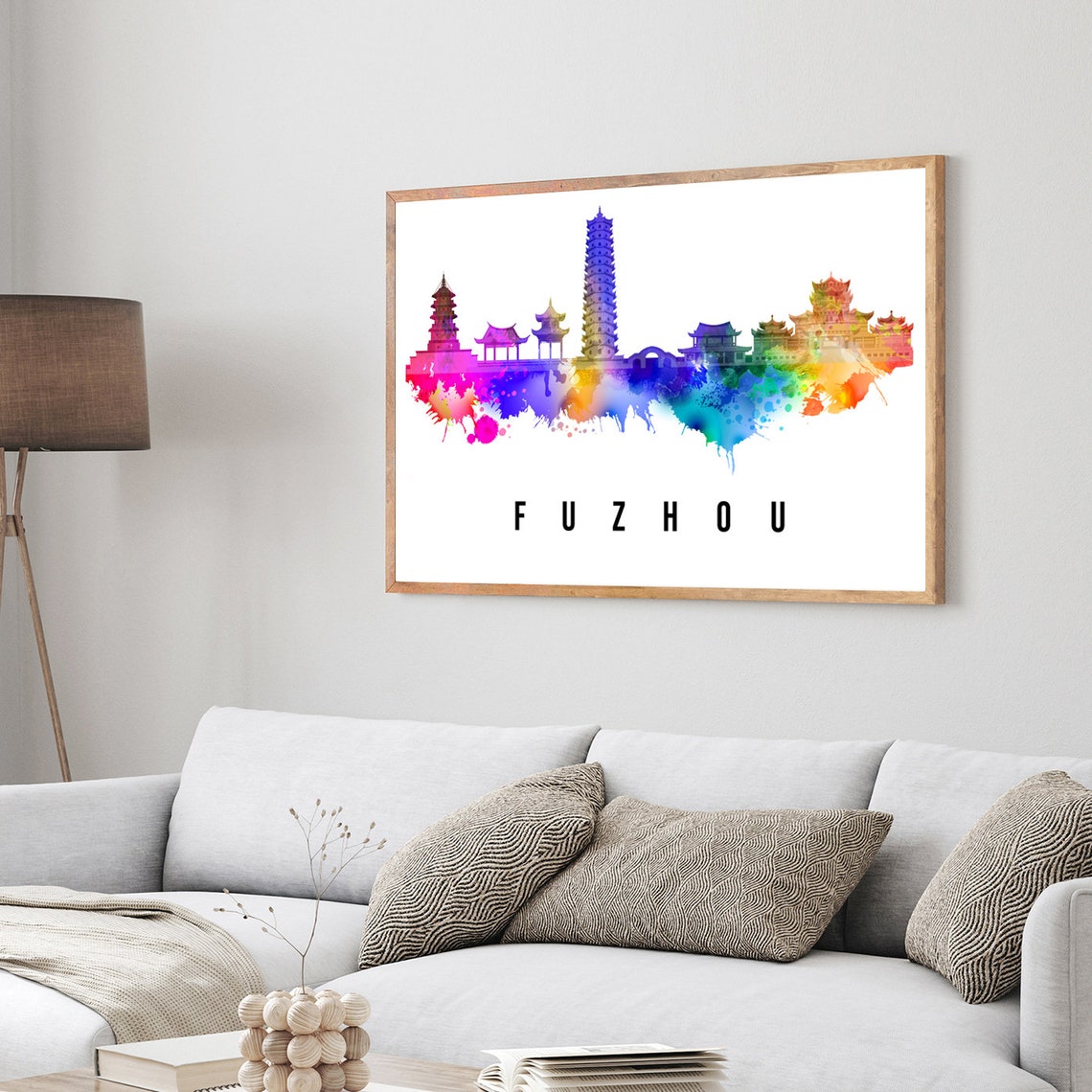 Pera Print Fuzhou China Skyline Poster Fuzhou China Poster Illustration Skyline World City Poster Cityscape Landmark Print Wall Art - Image 3
