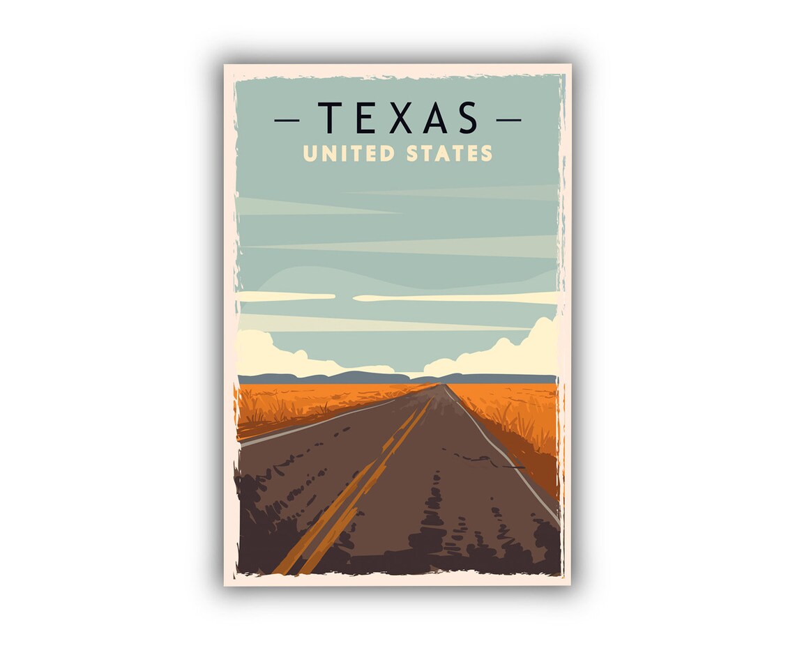 Texas United States Desert Highway Retro Vintage Road Trip Poster - Image 2