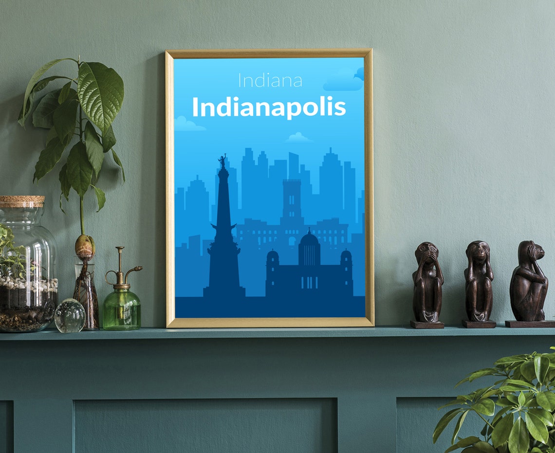 Solid Color Us Cities Poster Indiana Indianapolis Solid Color Modern Poster Print Modern State Poster For Office And Home Decoration - Image 3