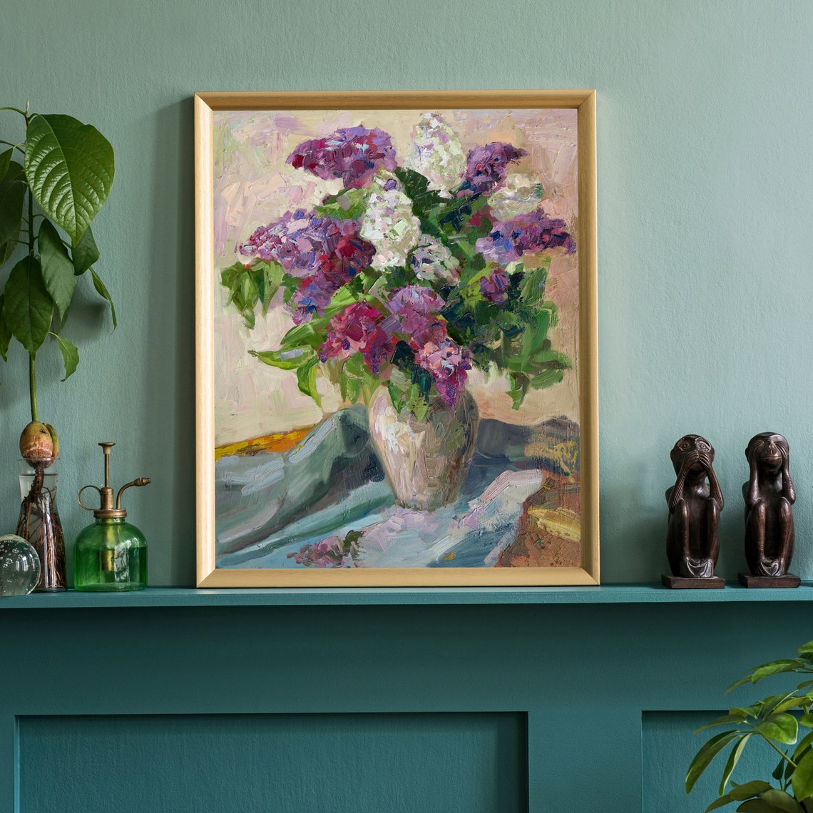 Flowers Oil Painting Flowers Still Life Poster Prints Flower Painting Prints Floral Texture Oil Painting Home Office Wall Art Decoration - Image 2