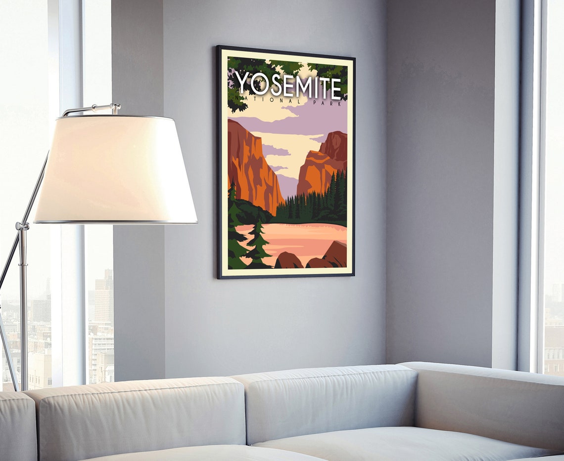 Yosemite National Park Retro Sunset Granite Cliffs Pines Travel Poster - Image 4