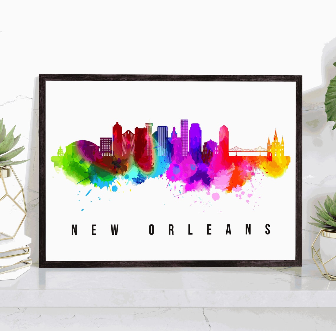 New Orleans Lousiana Poster New Orleans Lousiana Cityscape Painting New Orleans Landmark Print Home Wall Art Office Wall Decor