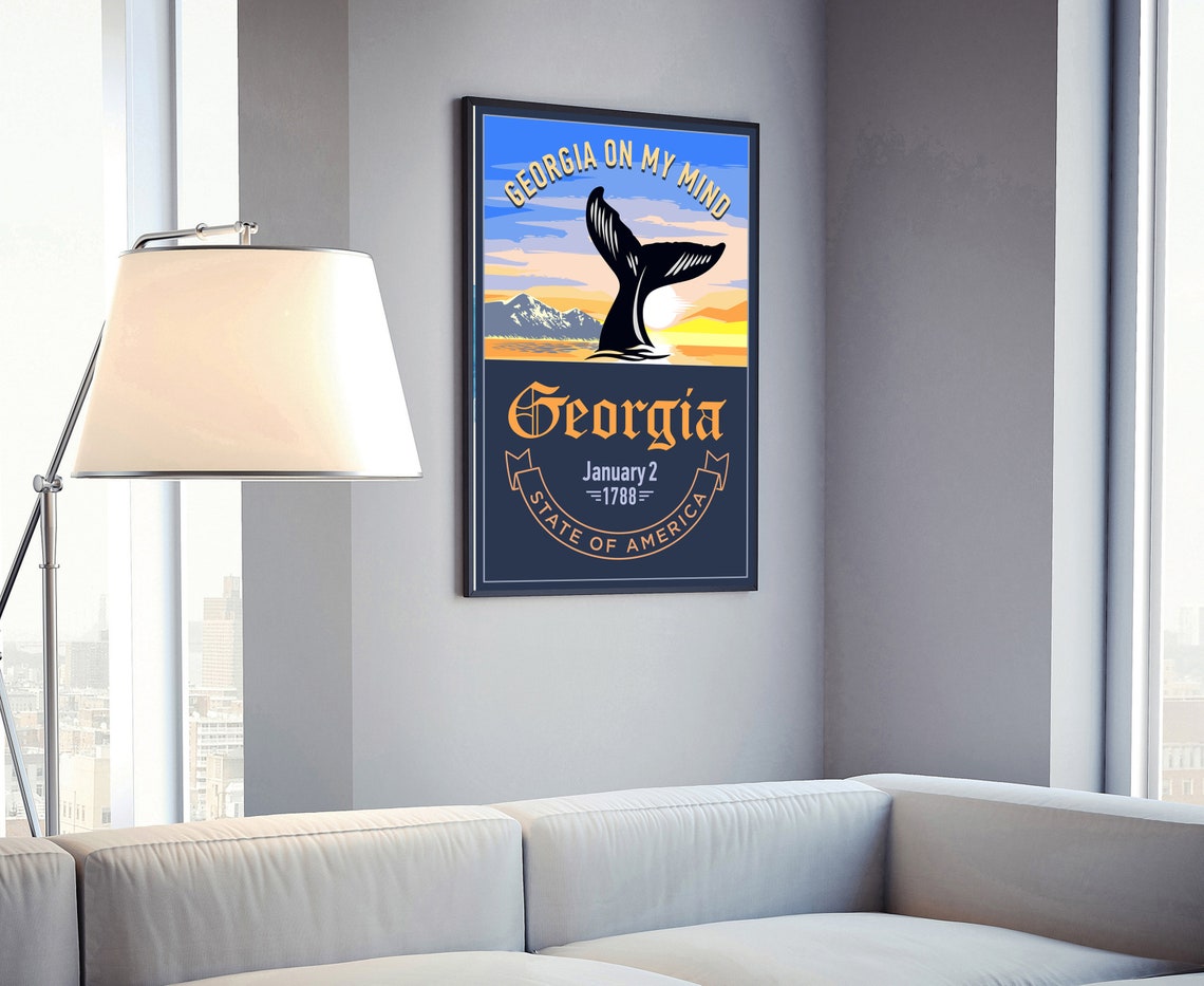 Georgia State Whale Tail Sunset Georgia On My Mind Travel Poster - Image 4