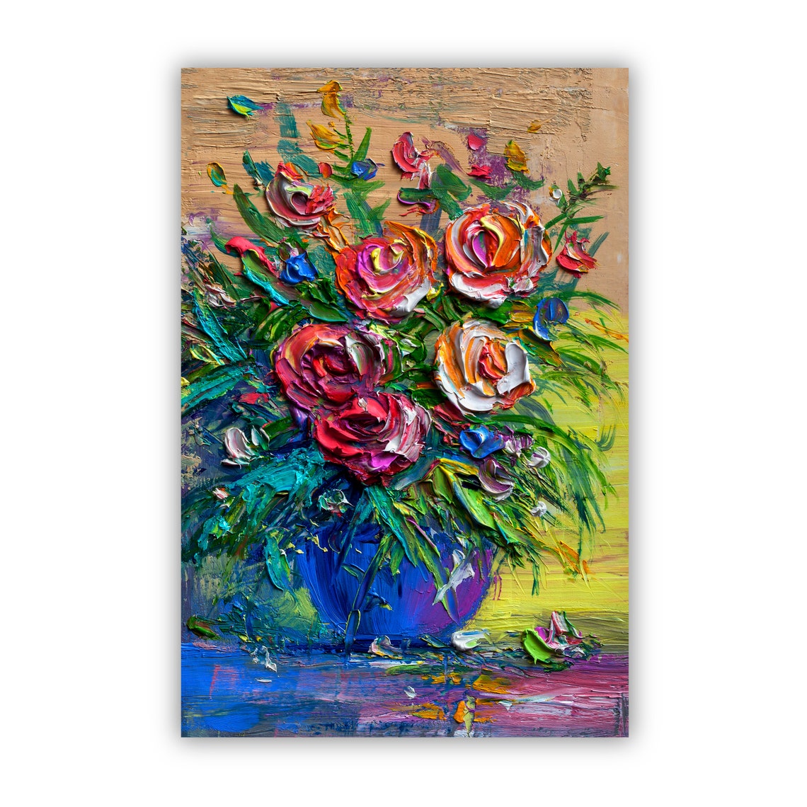 Flowers Oil Painting Flowers Still Life Poster Prints Flower Painting Prints Floral Texture Oil Painting Home Office Wall Art Decoration - Image 2