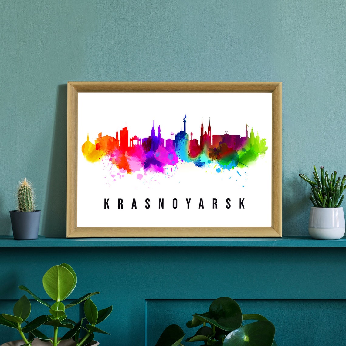 Russia Krasnoyarsk Poster Skyline Poster Cityscape Poster Russia Landmark City Illustration Poster Home Wall Art Office Wall Art - Image 2