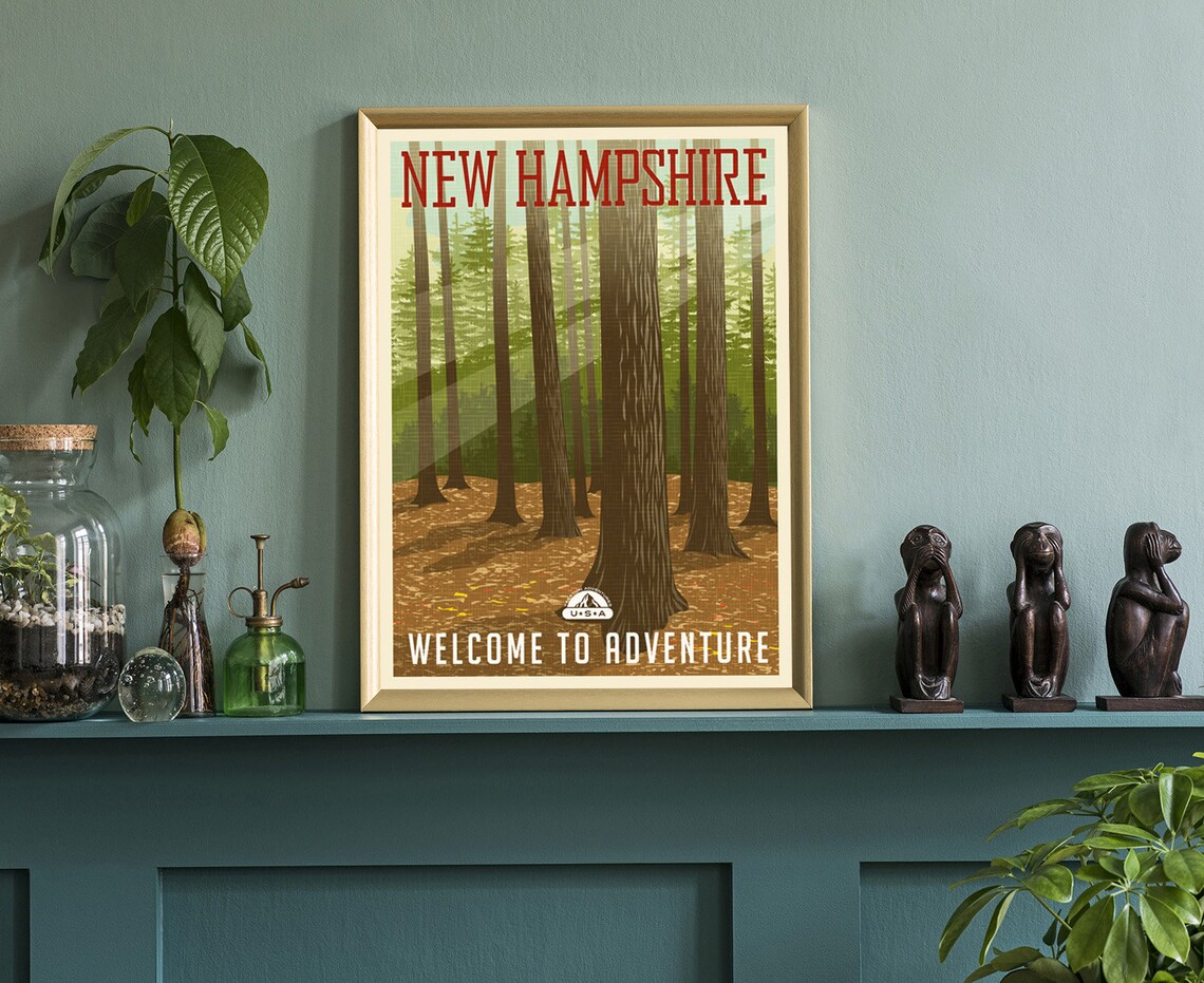 New Hampshire Forest Welcome To Adventure Retro Style Travel Poster - Image 3