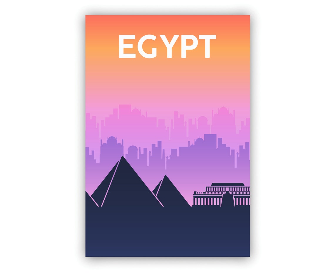 Egypt Pyramids Sunset Gradient Modern Desert Landmark Travel Poster - Image 2