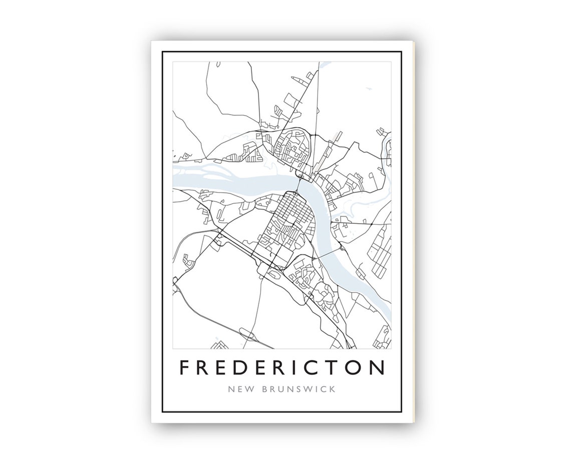 Fredericton New Brunswick Minimal Street Map Black White Travel Poster - Image 2