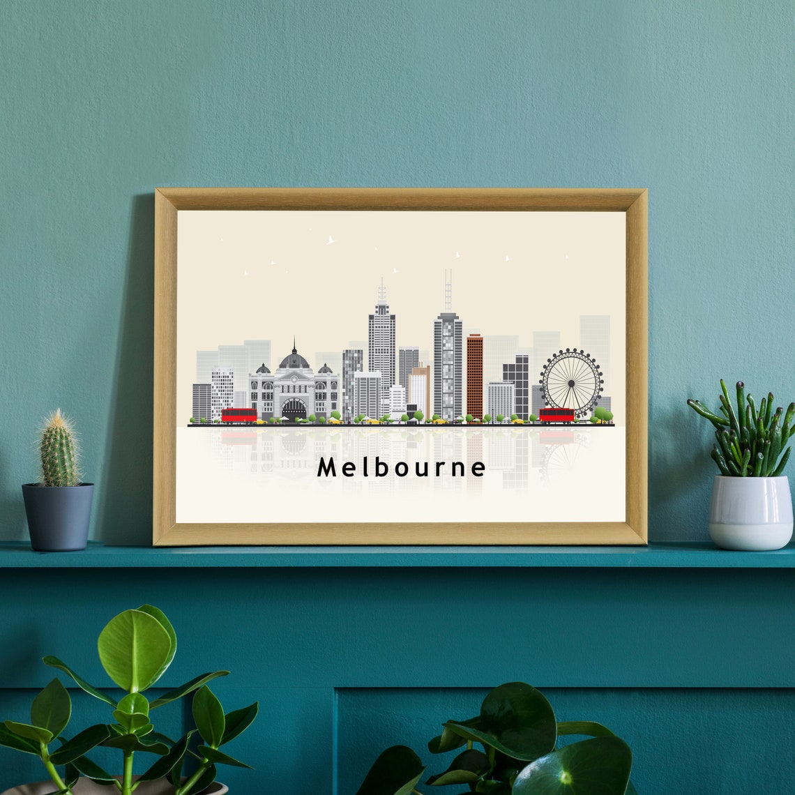 Melbourne Australia Skyline Tower Flat Vector Illustration Poster - Image 3