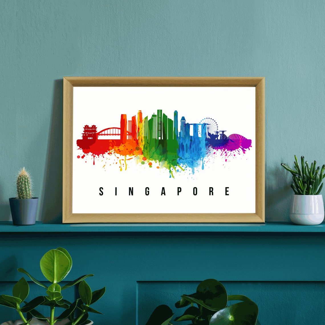 Singapore City Singapore Poster Skyline Poster Cityscape And Landmark Singapore City Illustration Home Wall Art Office Decor - Image 3