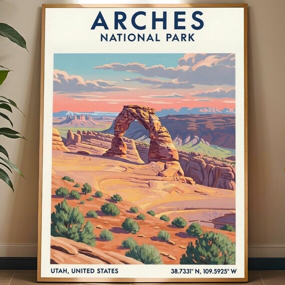 Arches National Park Delicate Arch Utah Desert Sunset Travel Poster