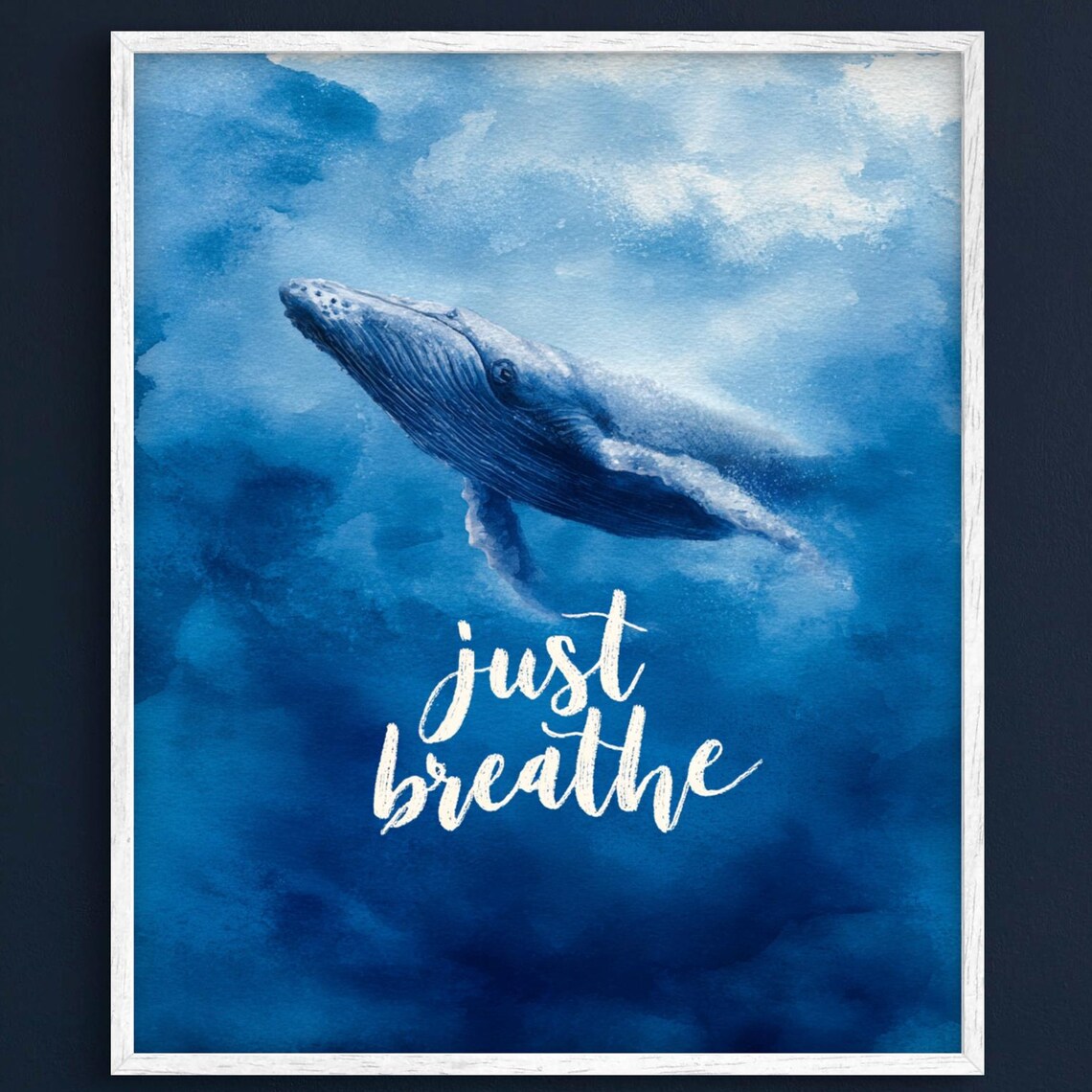 Just Breathe Quote Art Motivational Wall Print