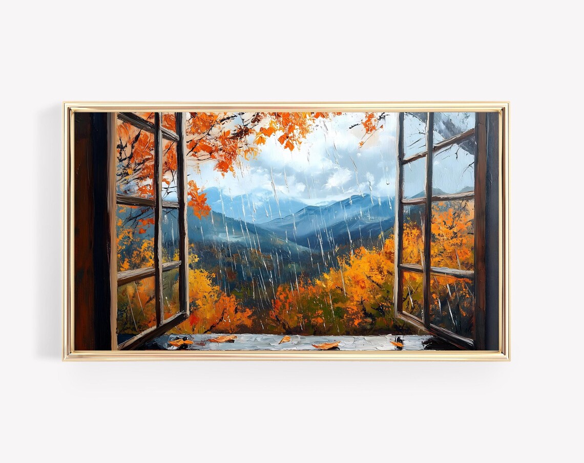 Fall Mountain Oil Painting, Landscape Art Print