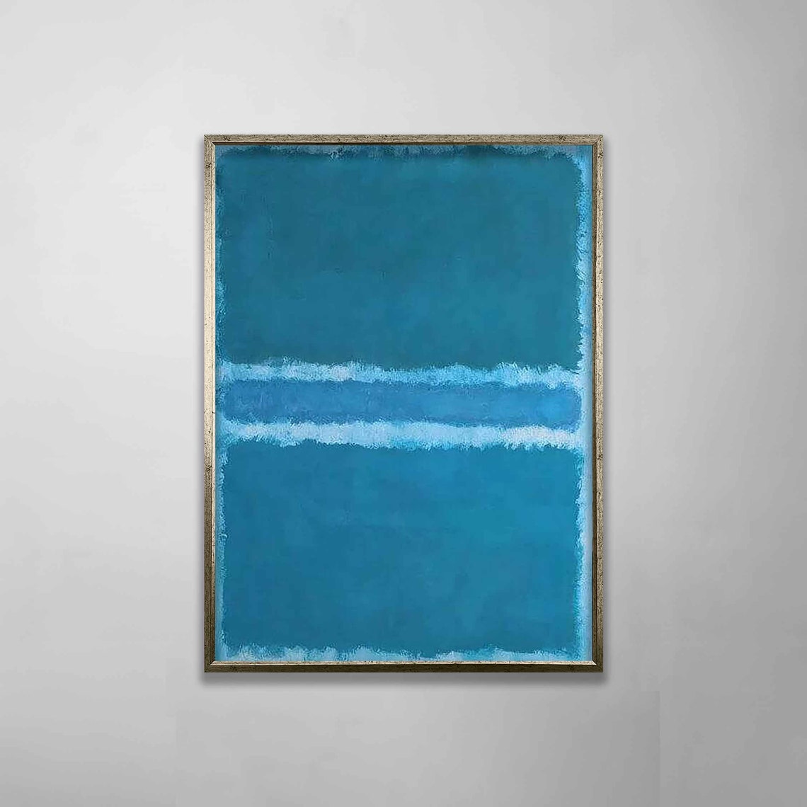 Teal Blue Color Field Abstract Calm Minimalist Wall Art Poster - Image 2