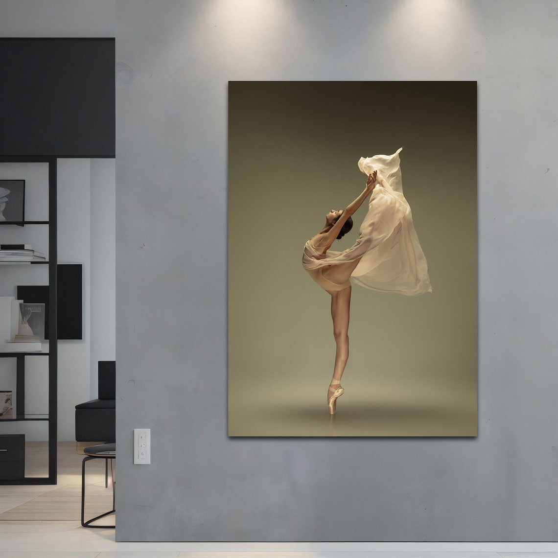 Ballerina En Pointe Flowing Fabric Elegant Dance Photo Art Print - Image 5