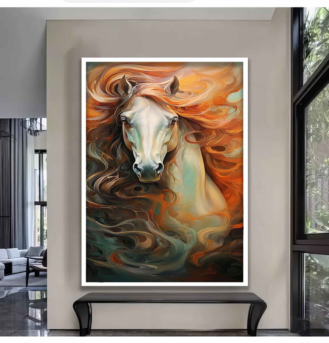 Horse Modern Wall Art Horse Wall Art White Horse Print Horse Painting Horse Wall Decor Animal Wall Art - Image 4