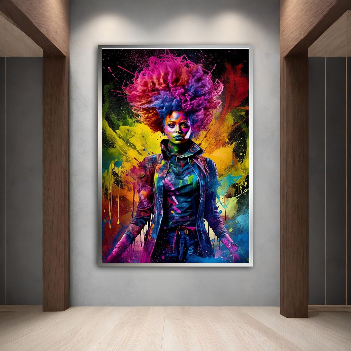 Neon Colorful Modern Woman Wall Art Colorful Modern Woman Print Colorful Abstract Woman Painting Modern Woman Wall Decor - Image 4